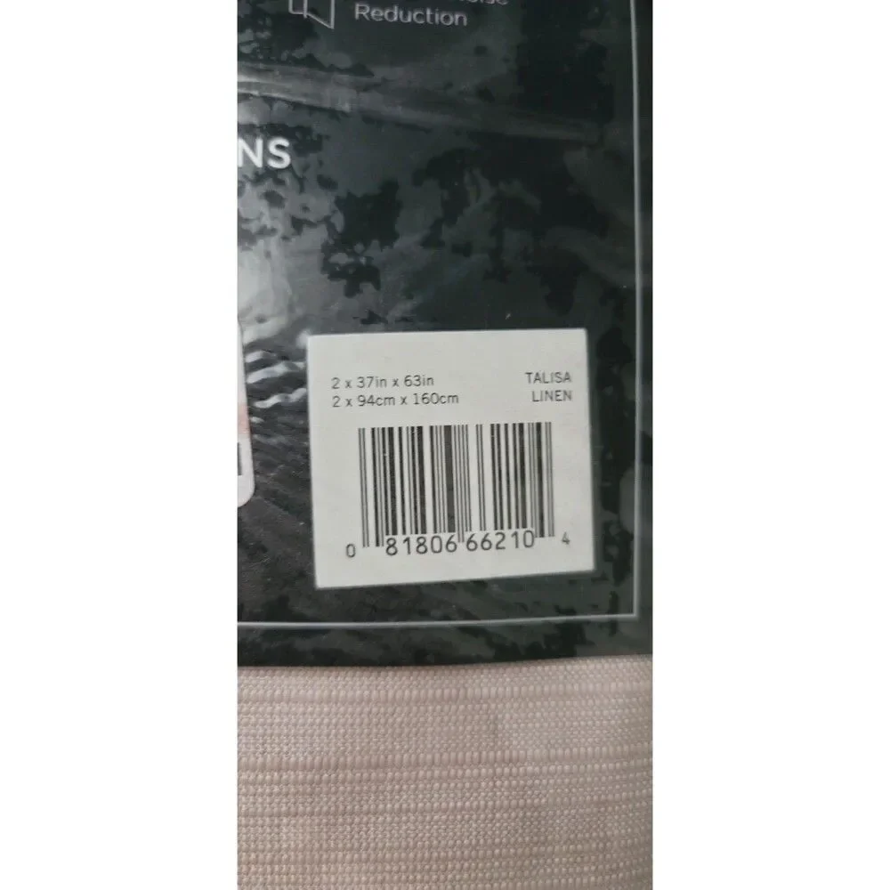 Eclipse Talisa Absolute Zero Beige Blackout Curtain Draft Blocker 63x37 Set of 2